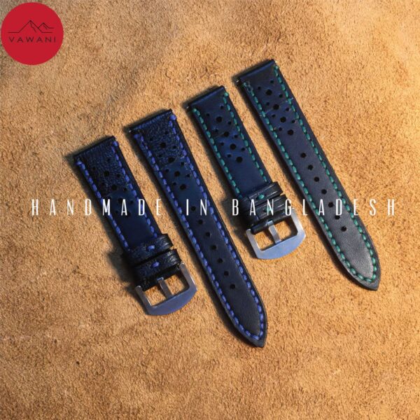 Leather Watch Strap Blue Thread - Image 3
