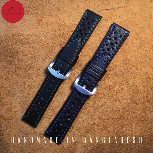 Leather Watch Strap Blue Thread - Image 2