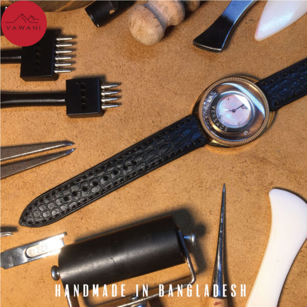 Watch Strap Made of Embossed Cow Hide
