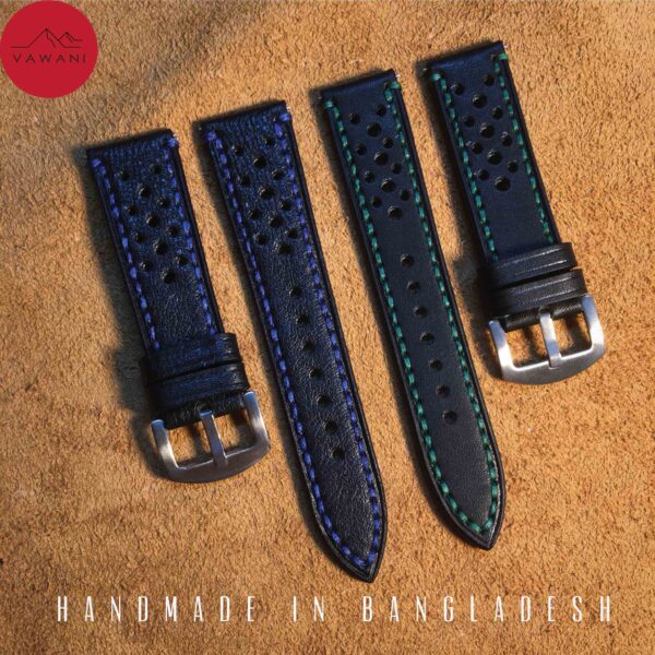 Leather Watch Strap Blue Thread - Image 4